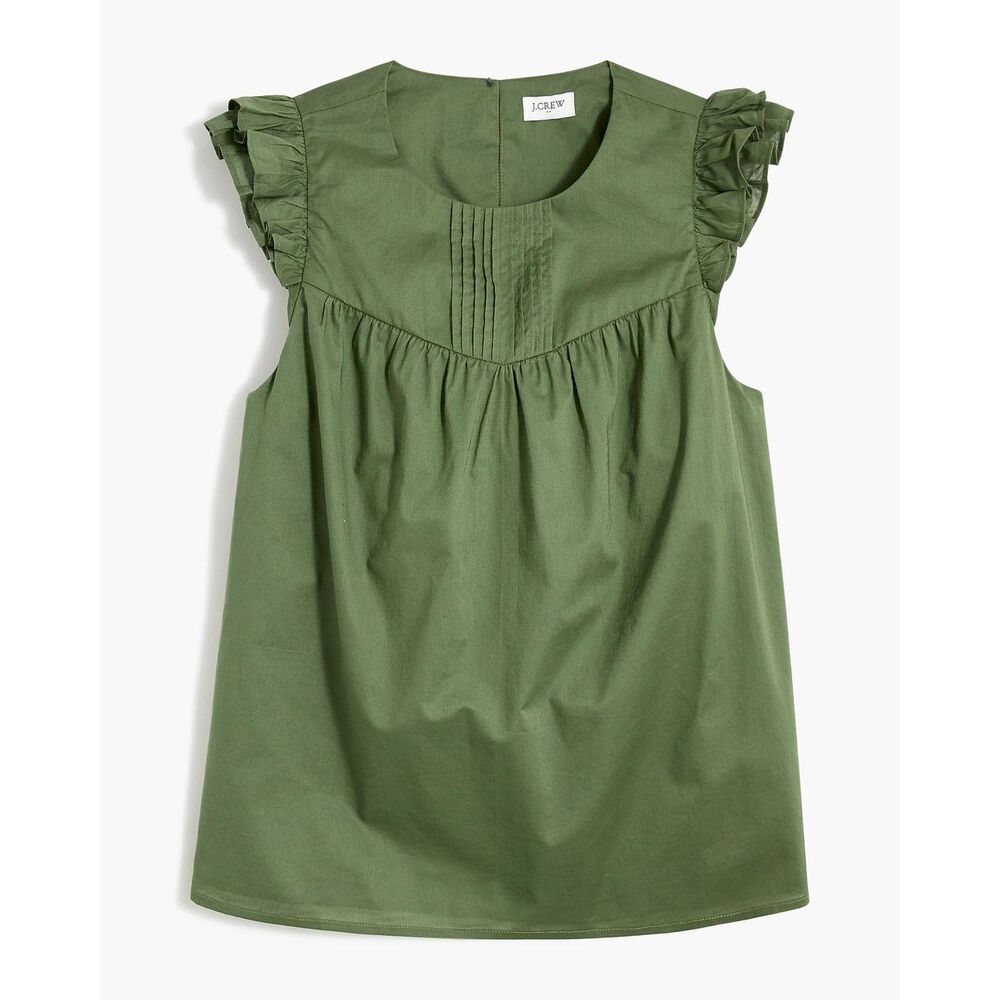 J. Crew Olive Green Pleated Ruffle Top Size XL